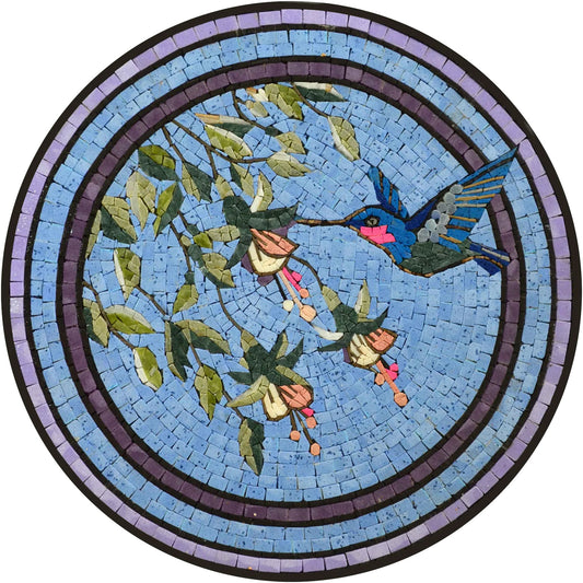 Hummingbird Medallion Mosaic Art