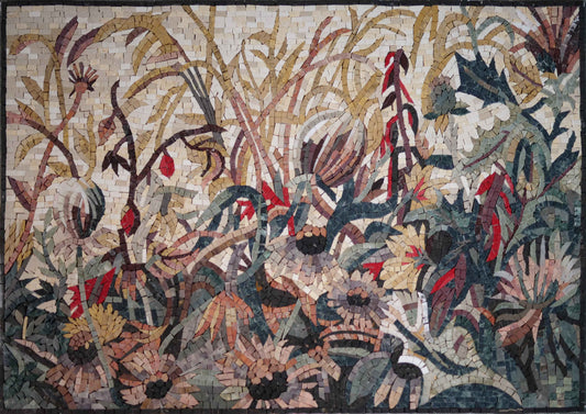 "Untamed" Wild Flowers Mosaic Art