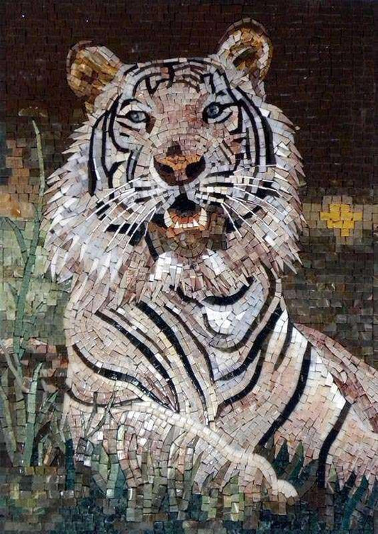 White Tiger Mosaic Art