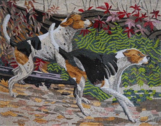 Playful Dogs Mosaic Art
