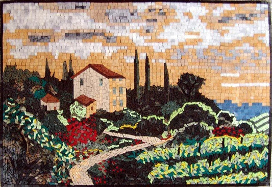 Village Sunset Mosaic Art
