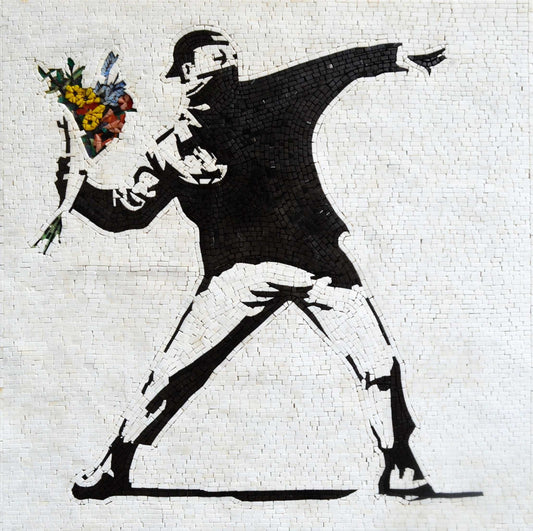 BANKSY The Flower Thrower Mosaic Reproduction
