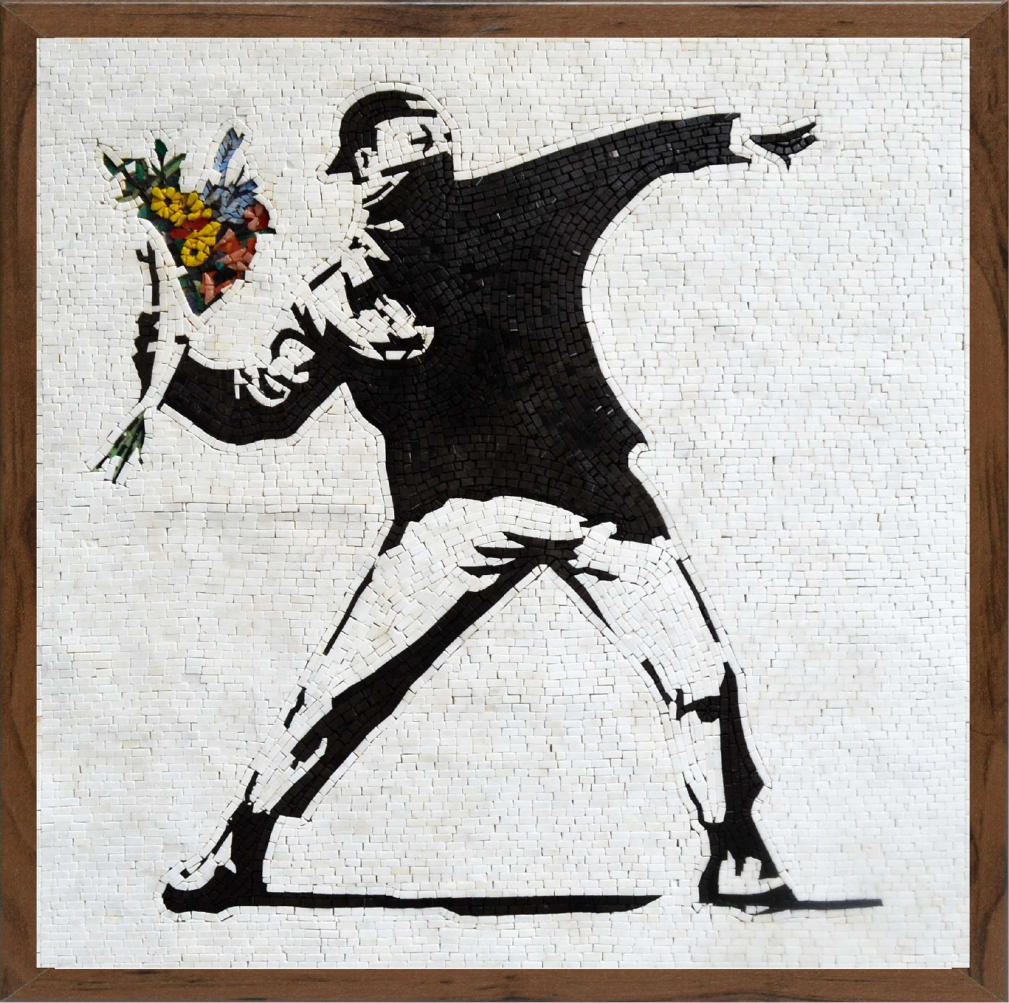 banksy the flower thrower mosaic reproduction